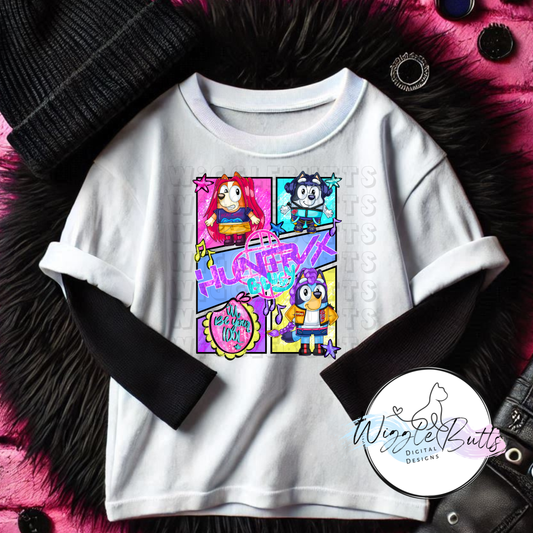 Blue Dog Puppies Hunter Girls Anime PNG Design