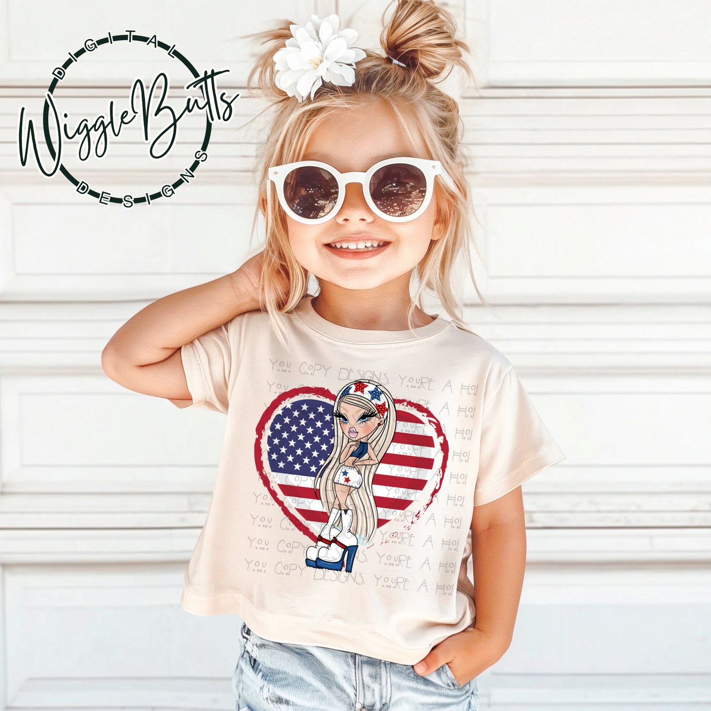 Bratty Girl American Flag Heart