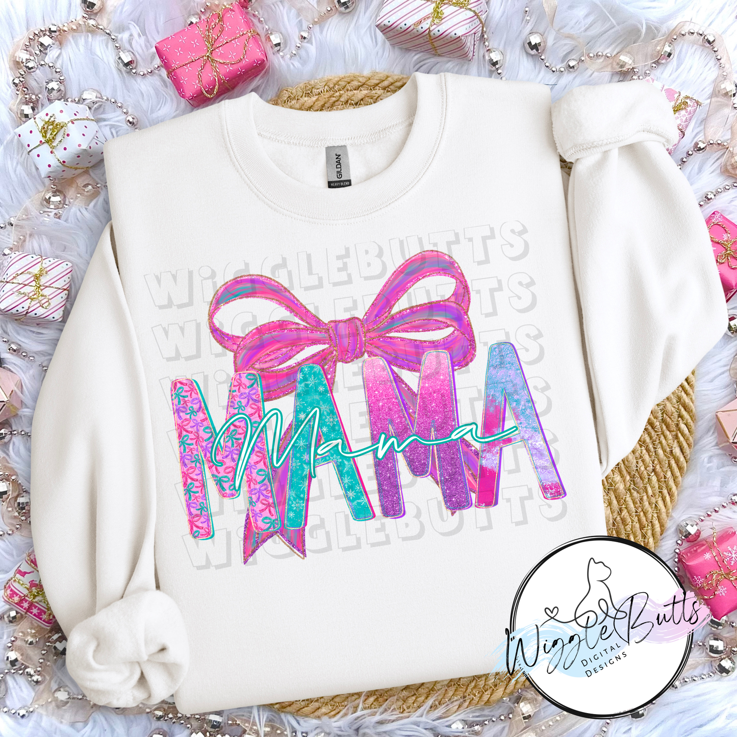 Colorful Painted Mama Bow PNG Design