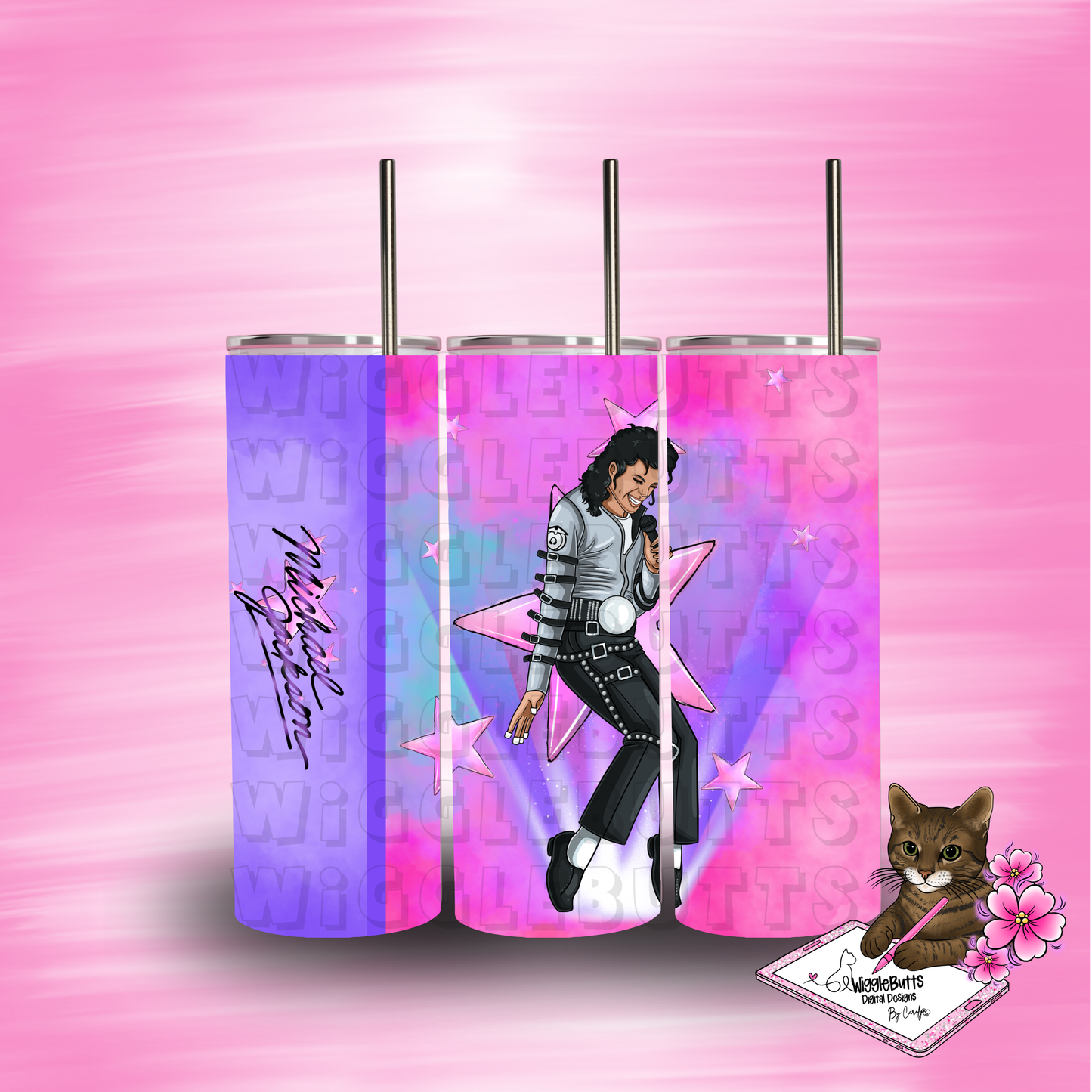 Pop Star Purple/Pink 20oz Tumbler Wrap PNG Design