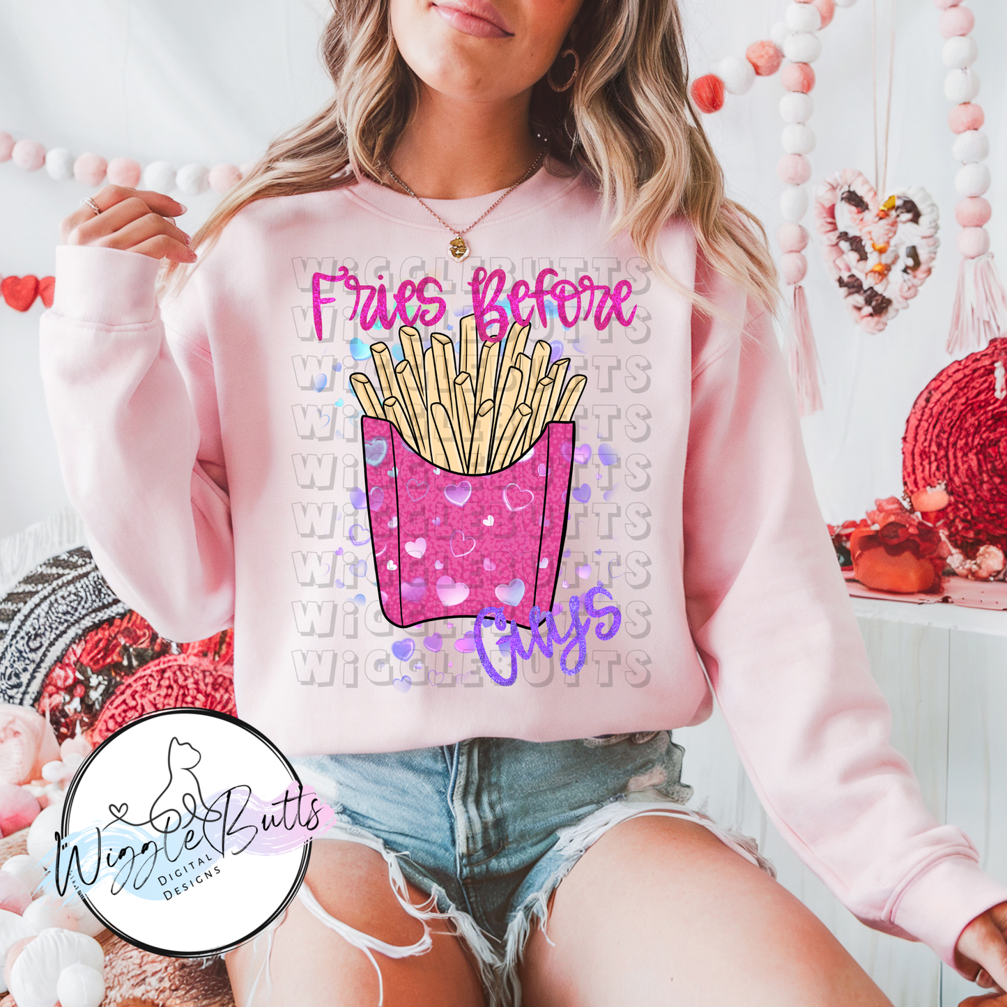 Fries Before Guys Valentine's Day PNG Design