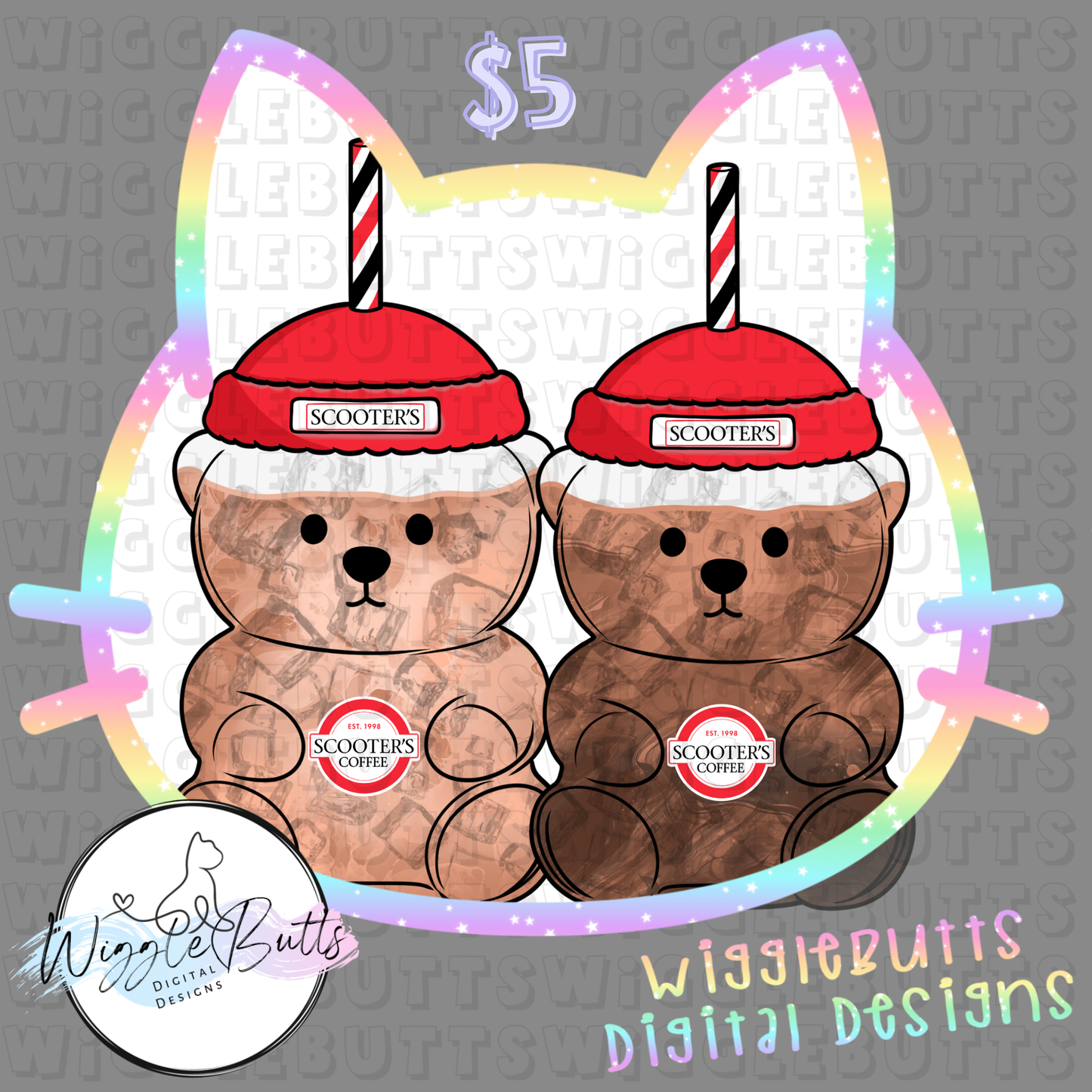 Coffee Bears Red Scoot ClipArt Bundle