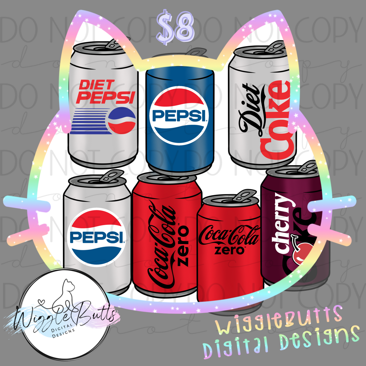 Soda Cans Diet Cherry Zero ClipArt Bundle