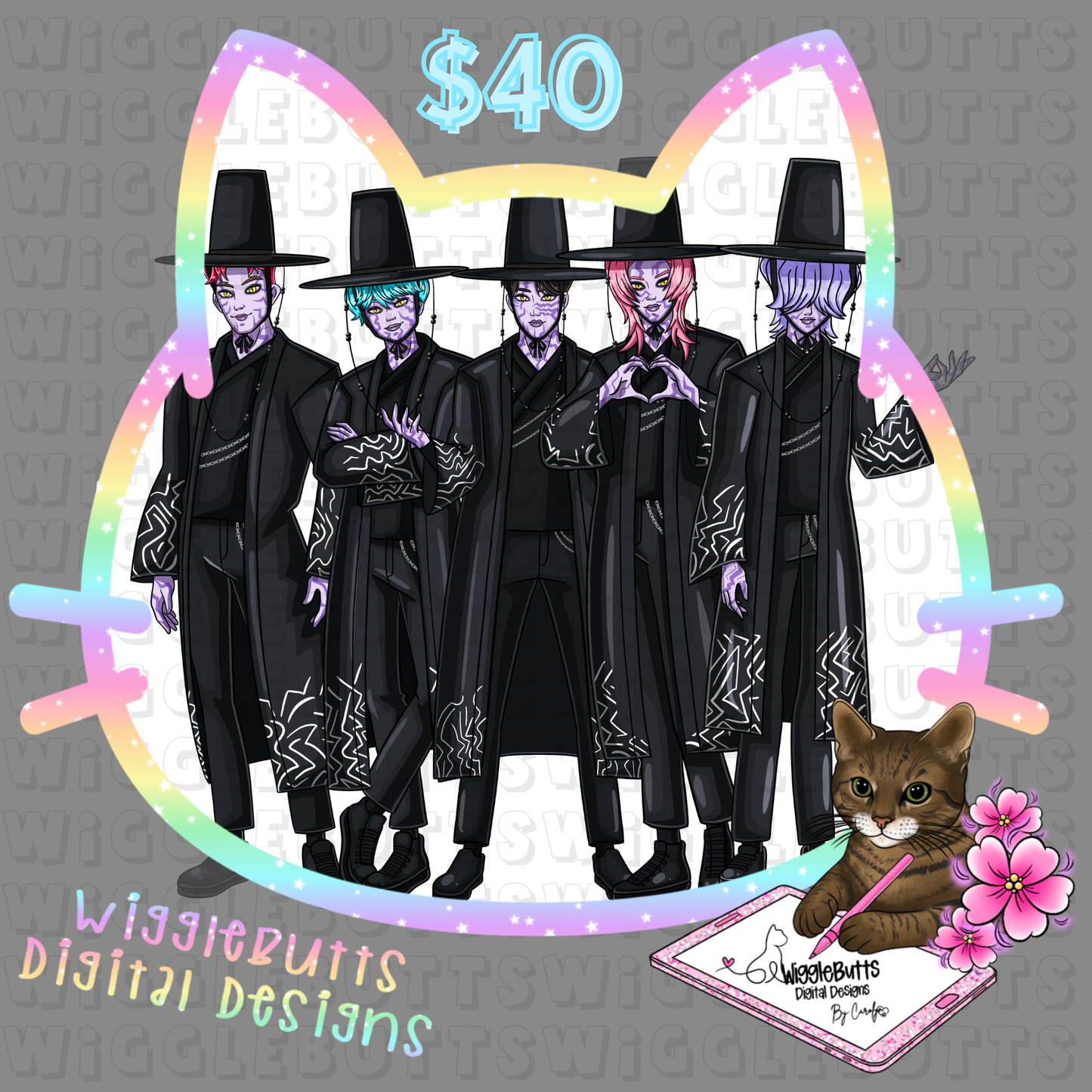 Anime Soda Boys Demons 5 Piece Semi Exclusive ClipArt Bundle