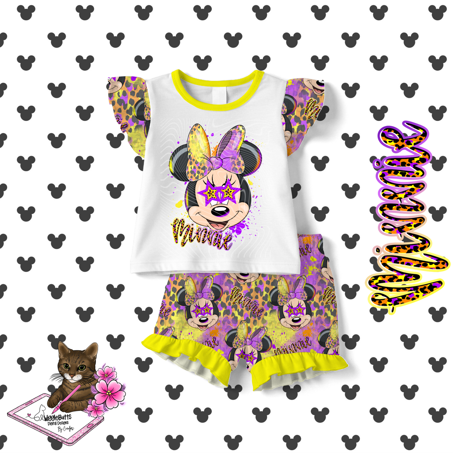 Mouse and Friends Girl Stars Seamless File PNG Design