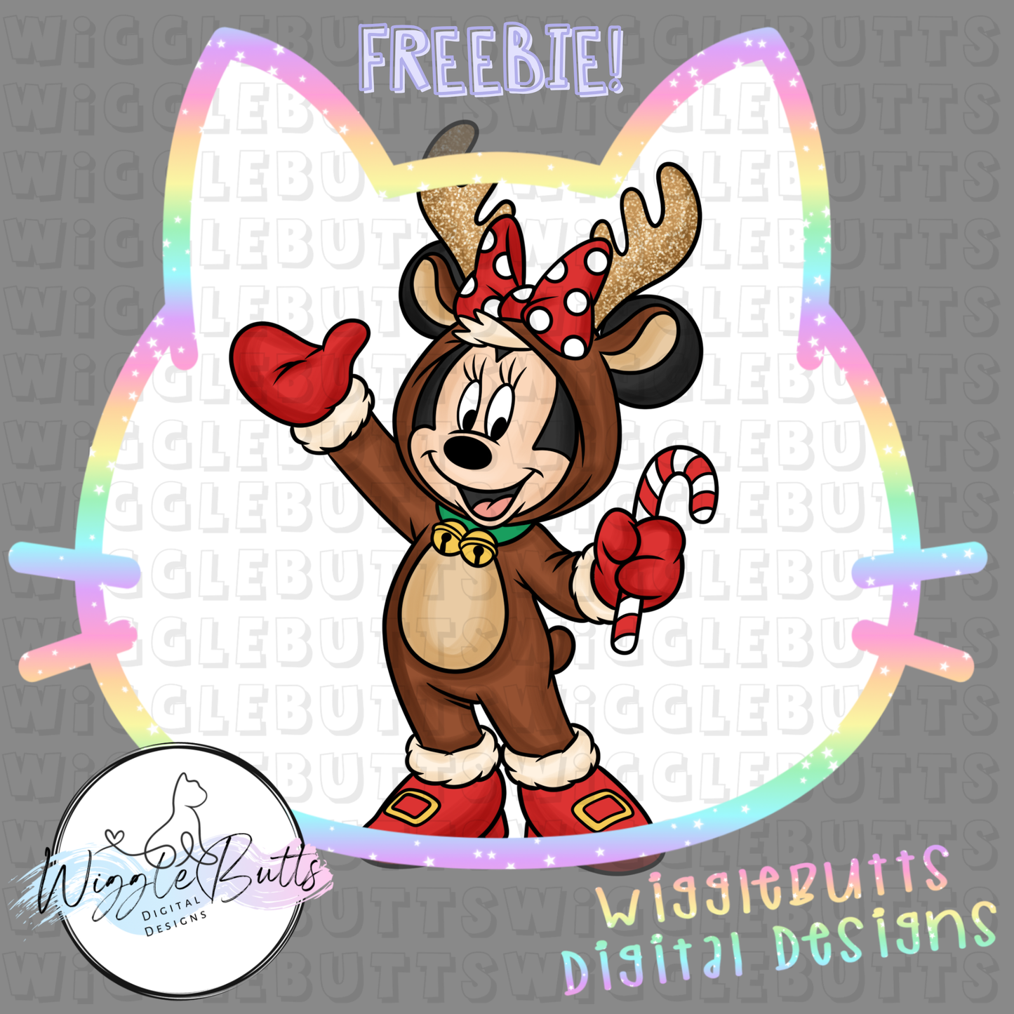 Mouse and Friends Christmas Reindeer ClipArt Piece