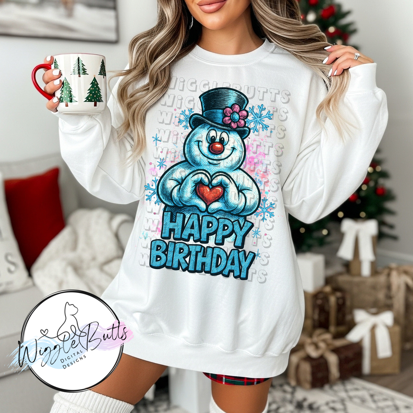 Christmas Snowman Happy Birthday PNG Design