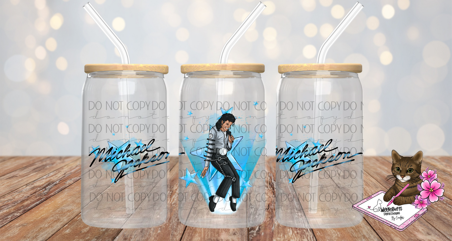 Pop Star Blue 16oz Cup/Jar Wrap PNG Design