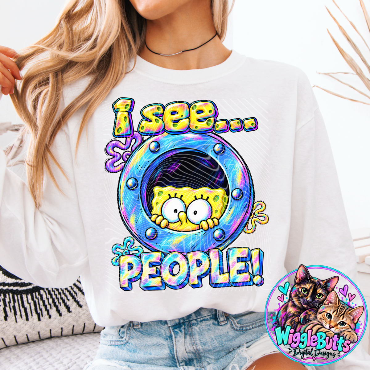I see People Yellow Sponge PNG Design