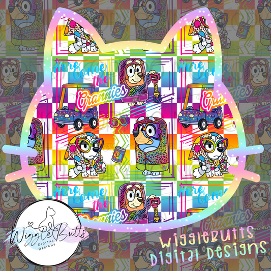 90s Rainbow Style Dog Puppies Grannies Seamless File