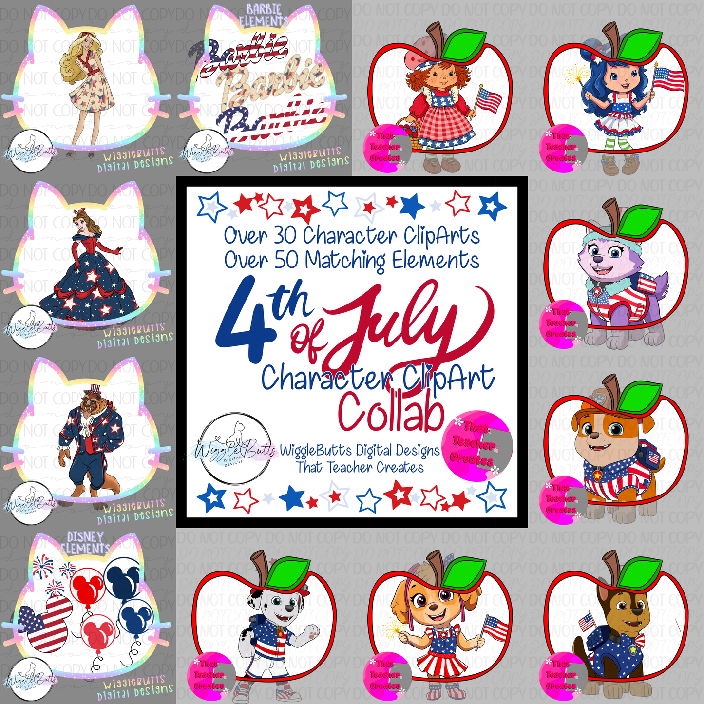 WBDD and TTC Fourth of July Character ClipArt Collab 5/2/25