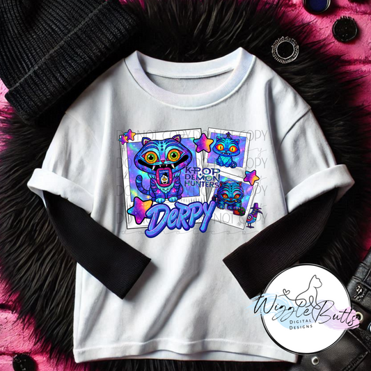 Anime Blue Cat PNG Design