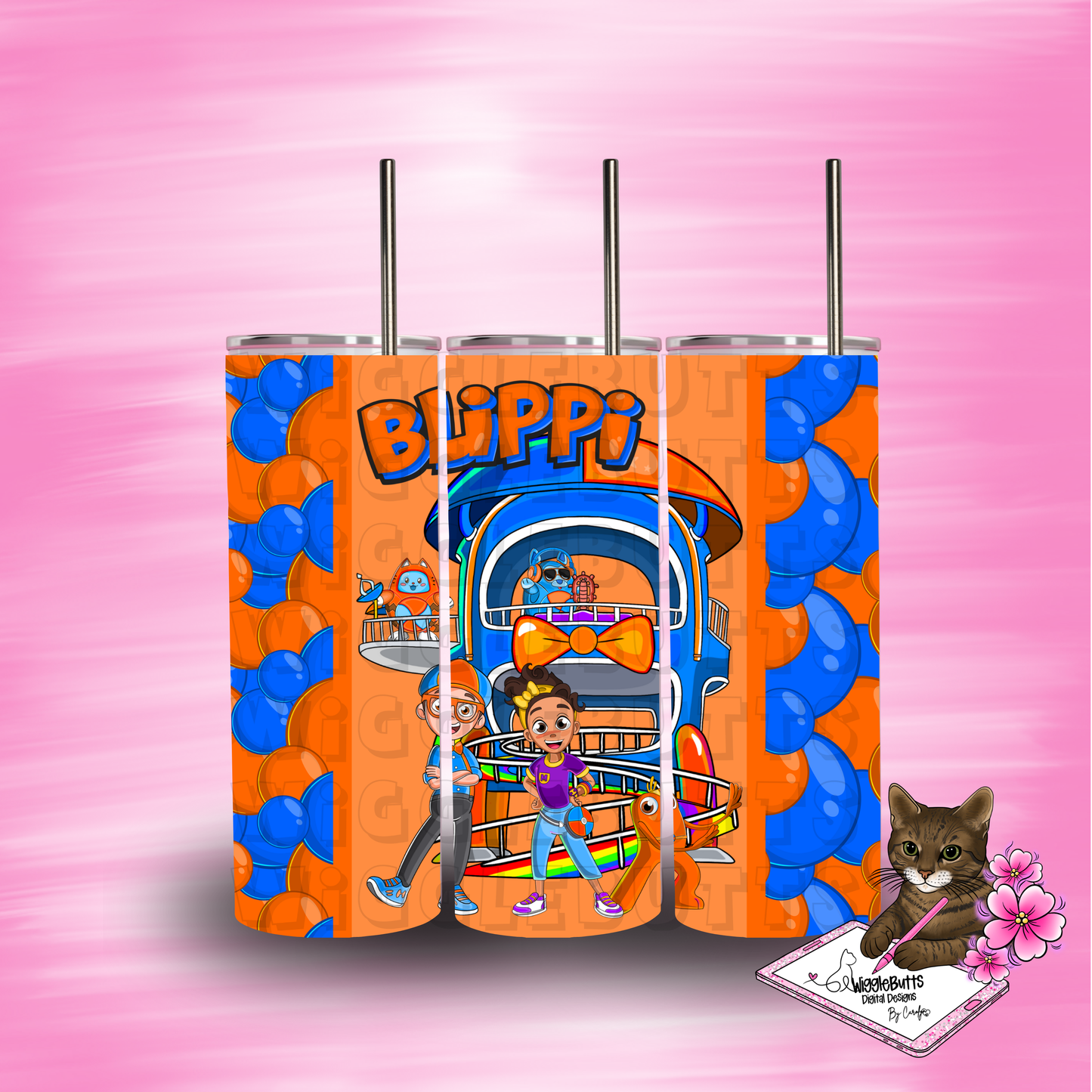 Blue and Orange Guy 20oz Tumbler Wrap PNG Design
