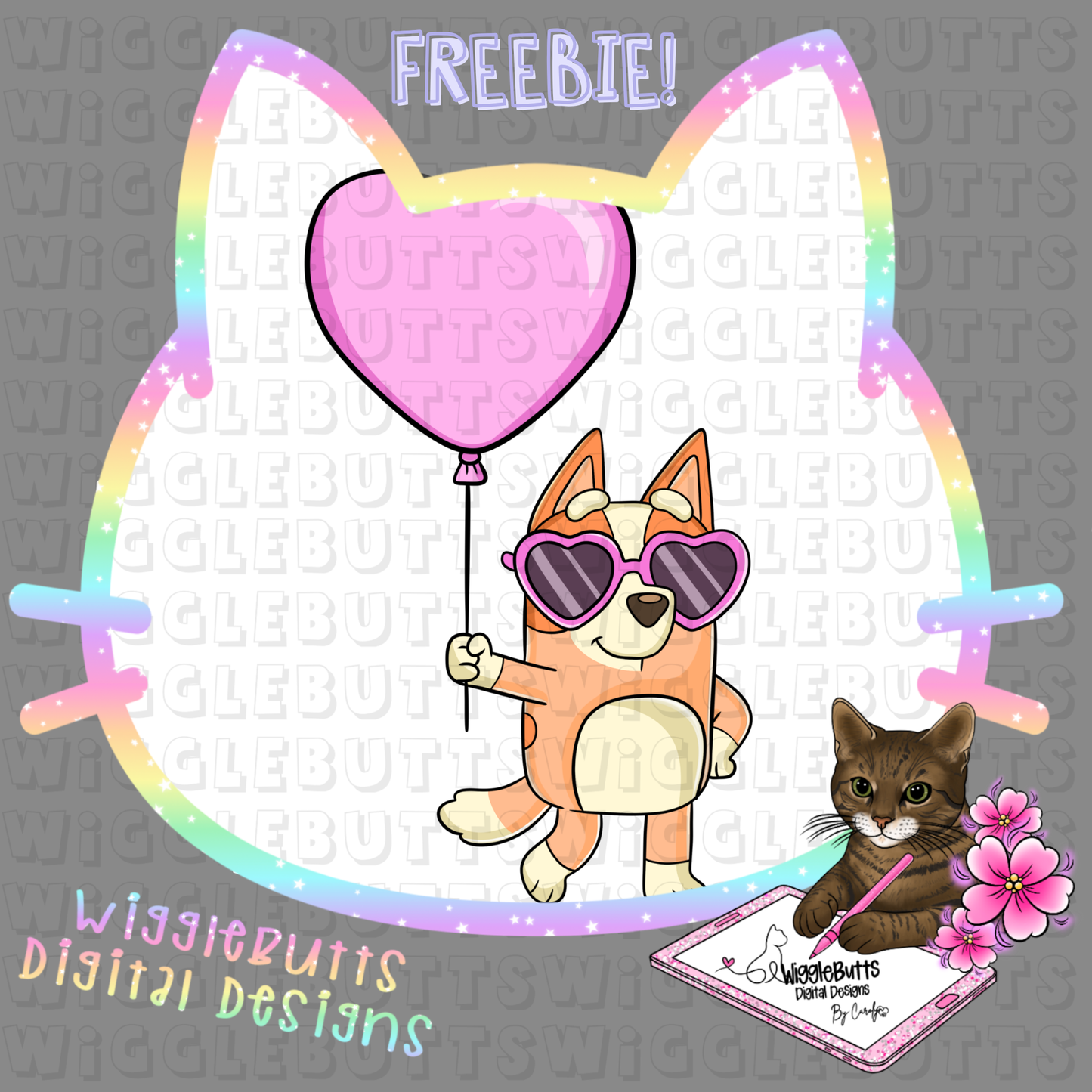 Blue Dog Puppies Orange Dog Valentine's Day Heart Balloon ClipArt Piece
