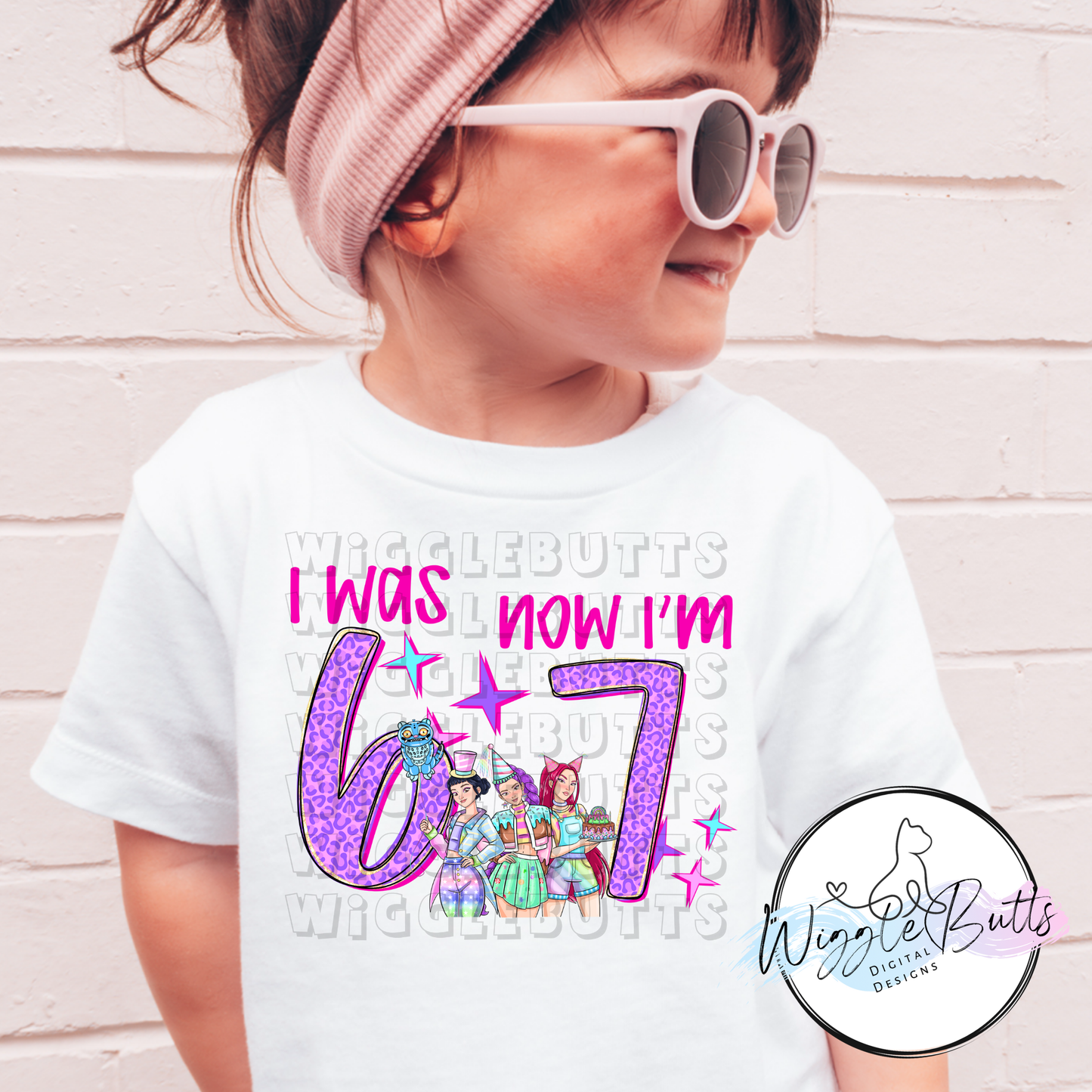 Anime Hunter Girls I was 6 now I'm 7 Birthday PNG Design