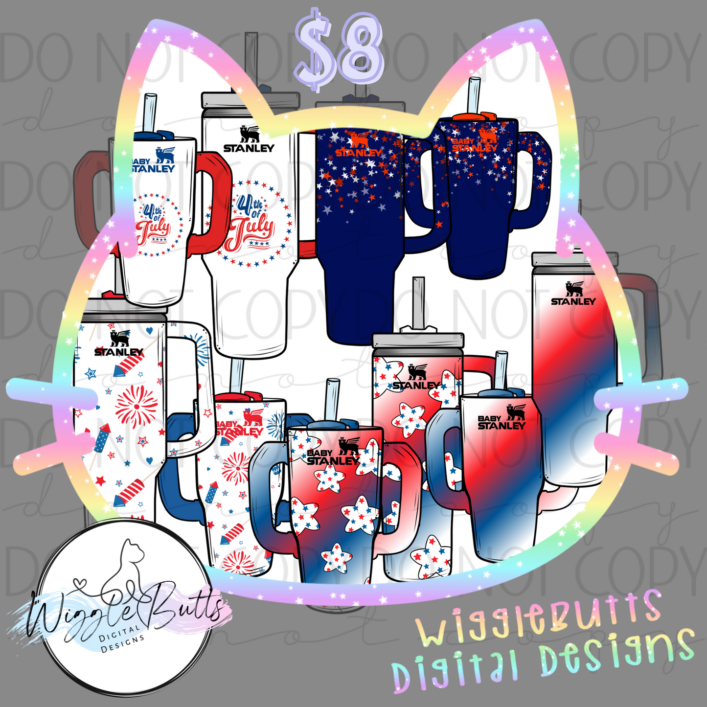 Fourth of July Boujee Cups ClipArt Bundle