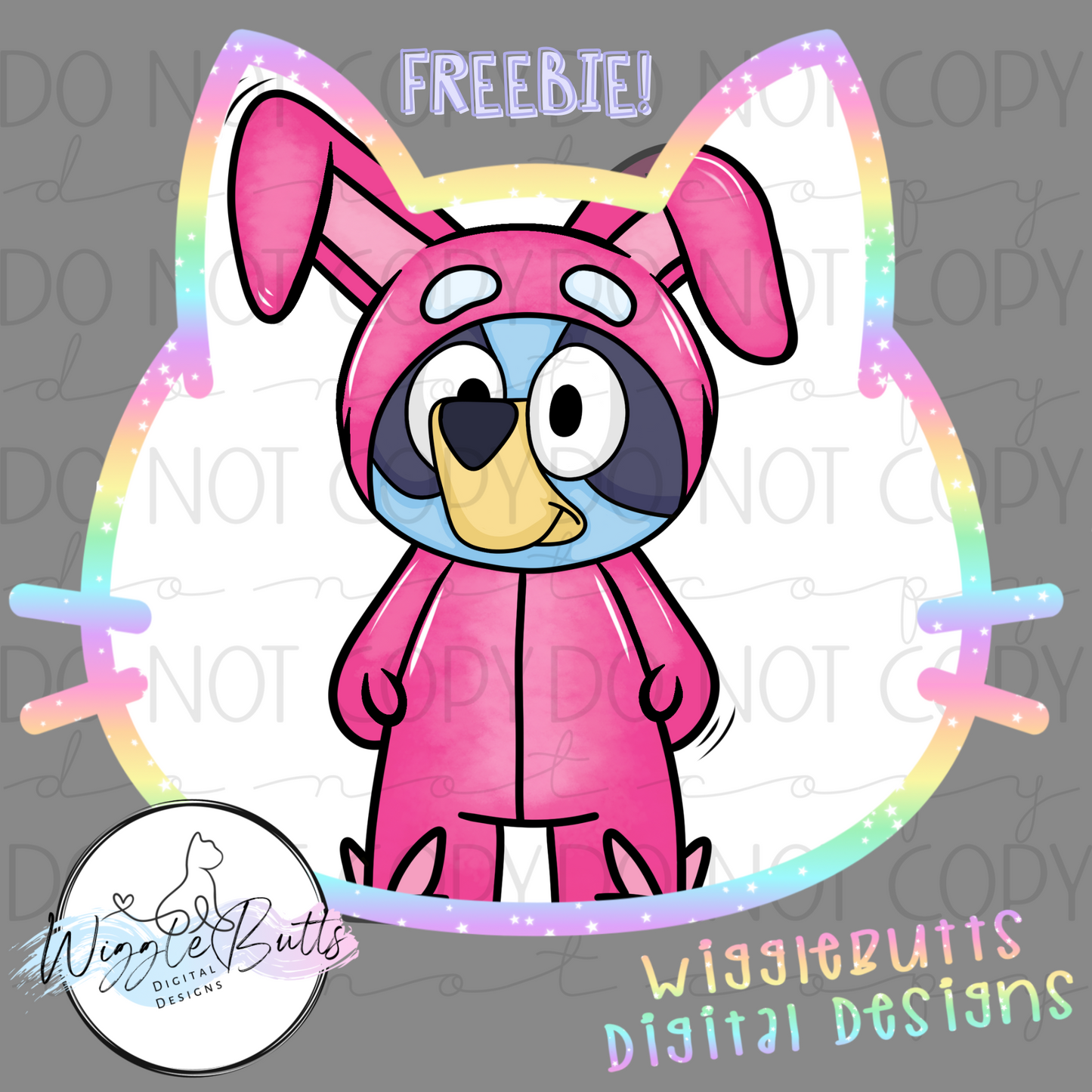 Dog Puppies Pink Bunny Christmas Mashup ClipArt Piece