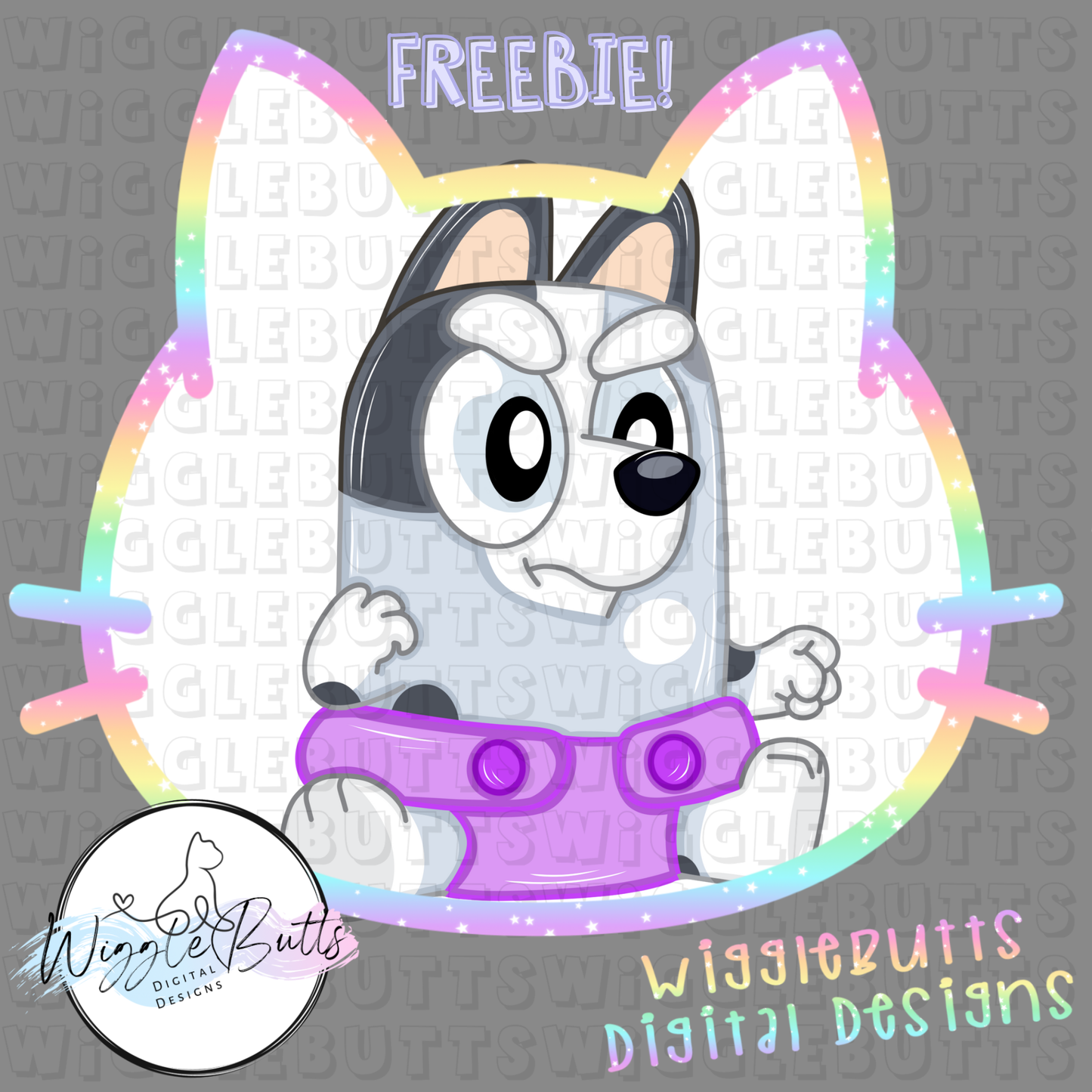 Blue Dog Puppies Gray Baby ClipArt Piece