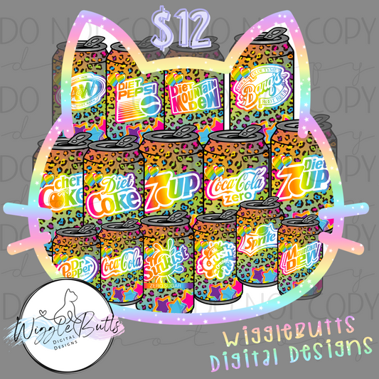 90s Rainbow Style Soda Cans ClipArt Bundle