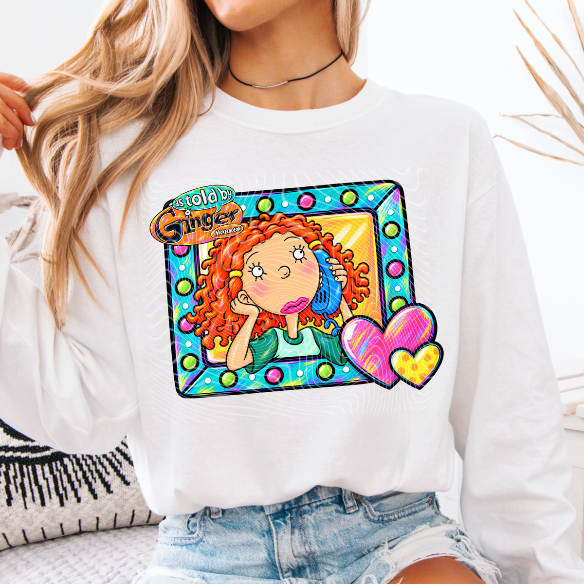 Red Head Retro Old school Cartoon Girl Frame PNG Design
