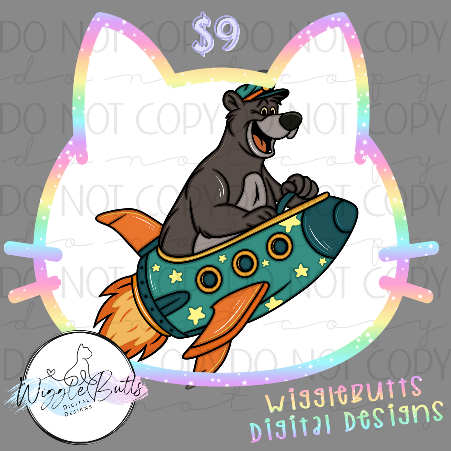 Bear Rocket Ship Semi Exclusive ClipArt Piece