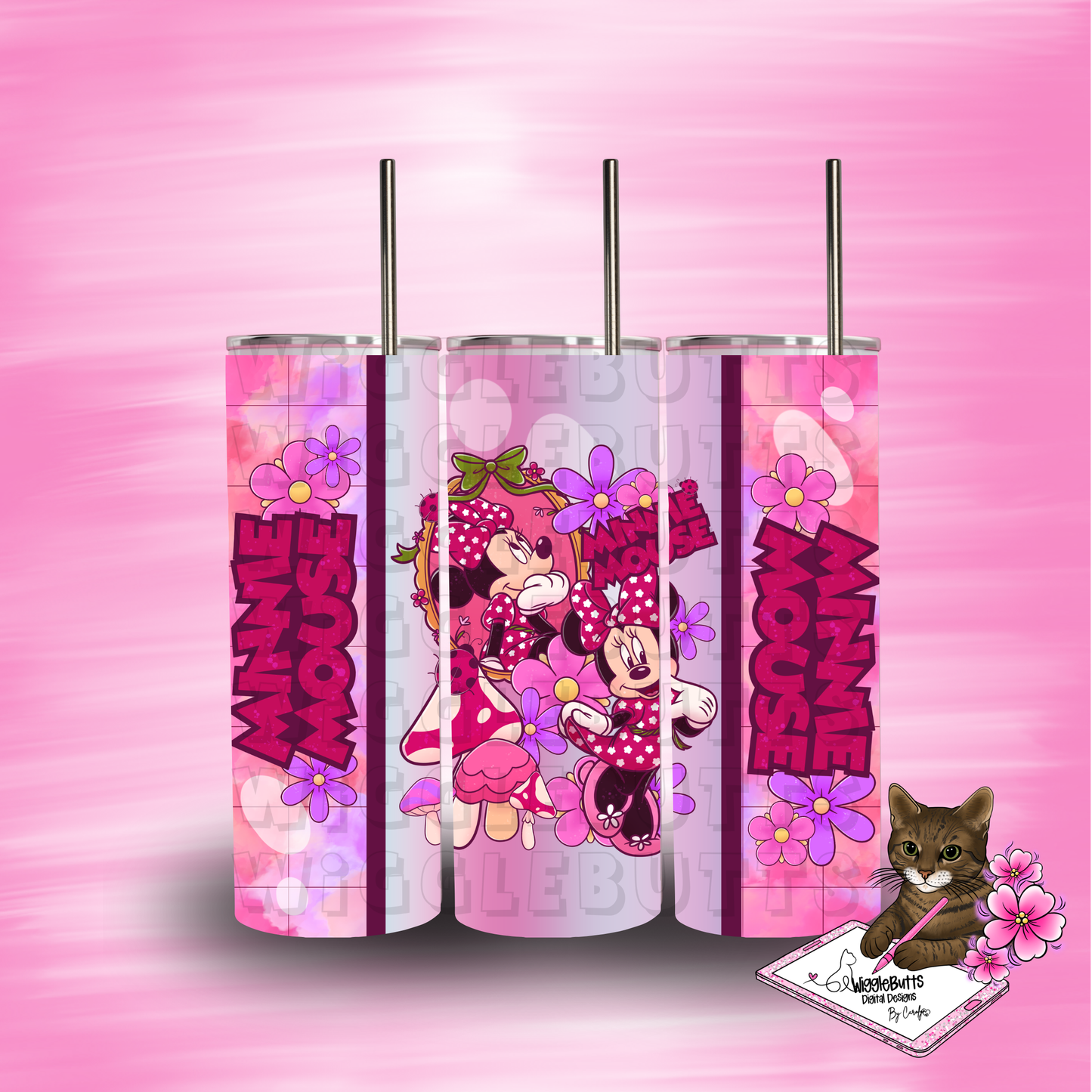 Mouse and Friends Floral Mushrooms 20oz Tumbler Wrap PNG Design
