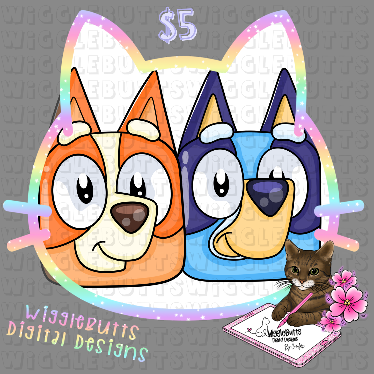 Blue Dog Puppies Sweet Faces ClipArt Bundle