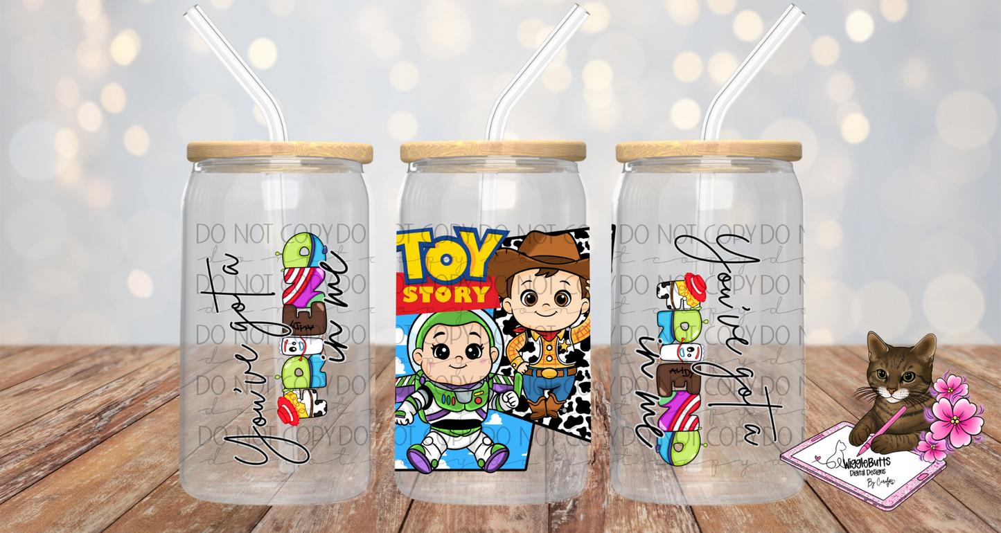 Toys Number 5 Cowboy 16oz Cup/Jar Wrap PNG Design