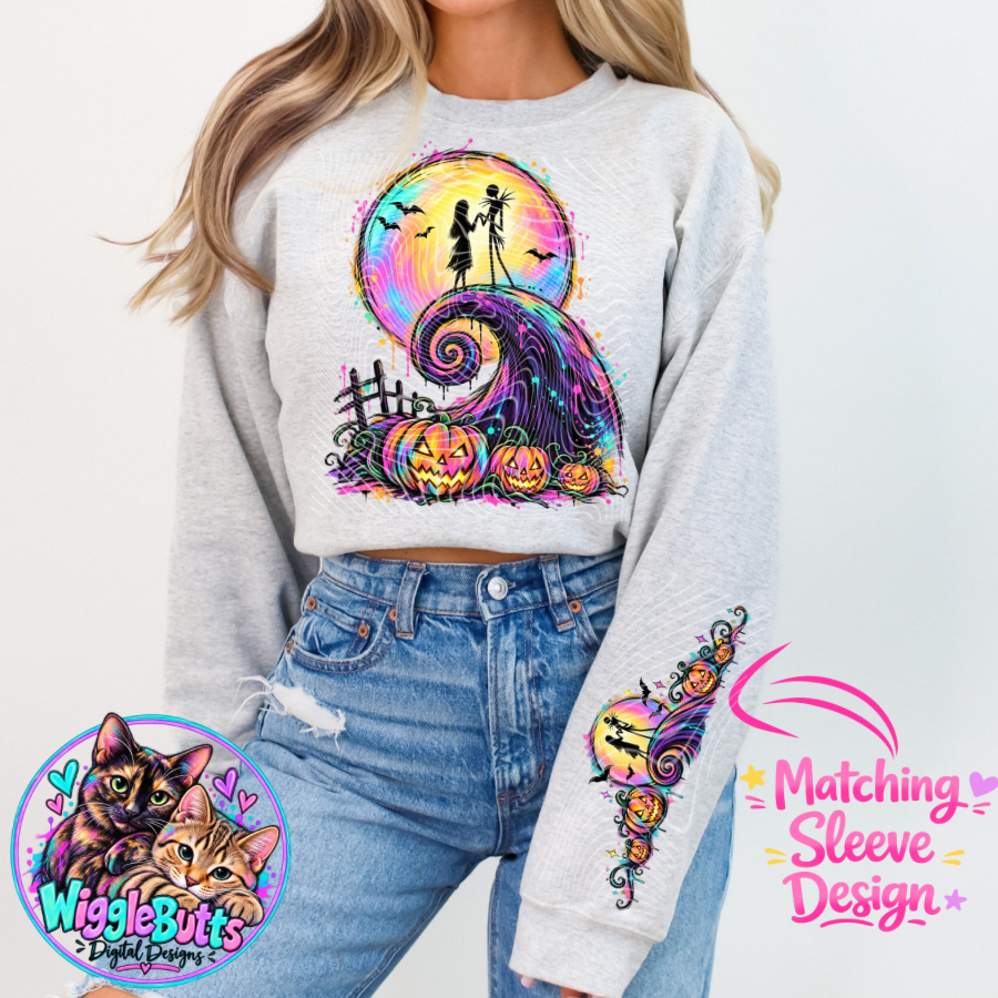 Halloween Christmas Moon PNG Design and Matching PNG Sleeve Design