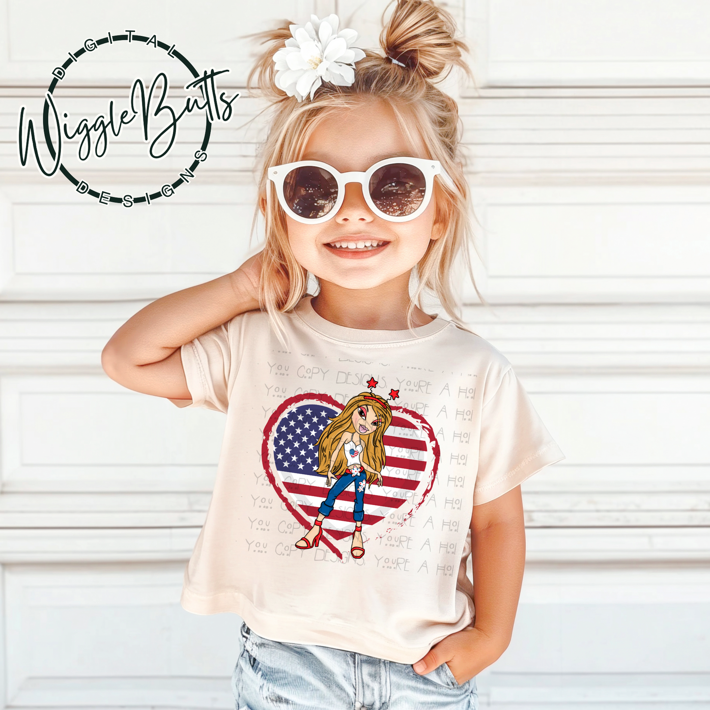 Bratty Girl American Flag Heart