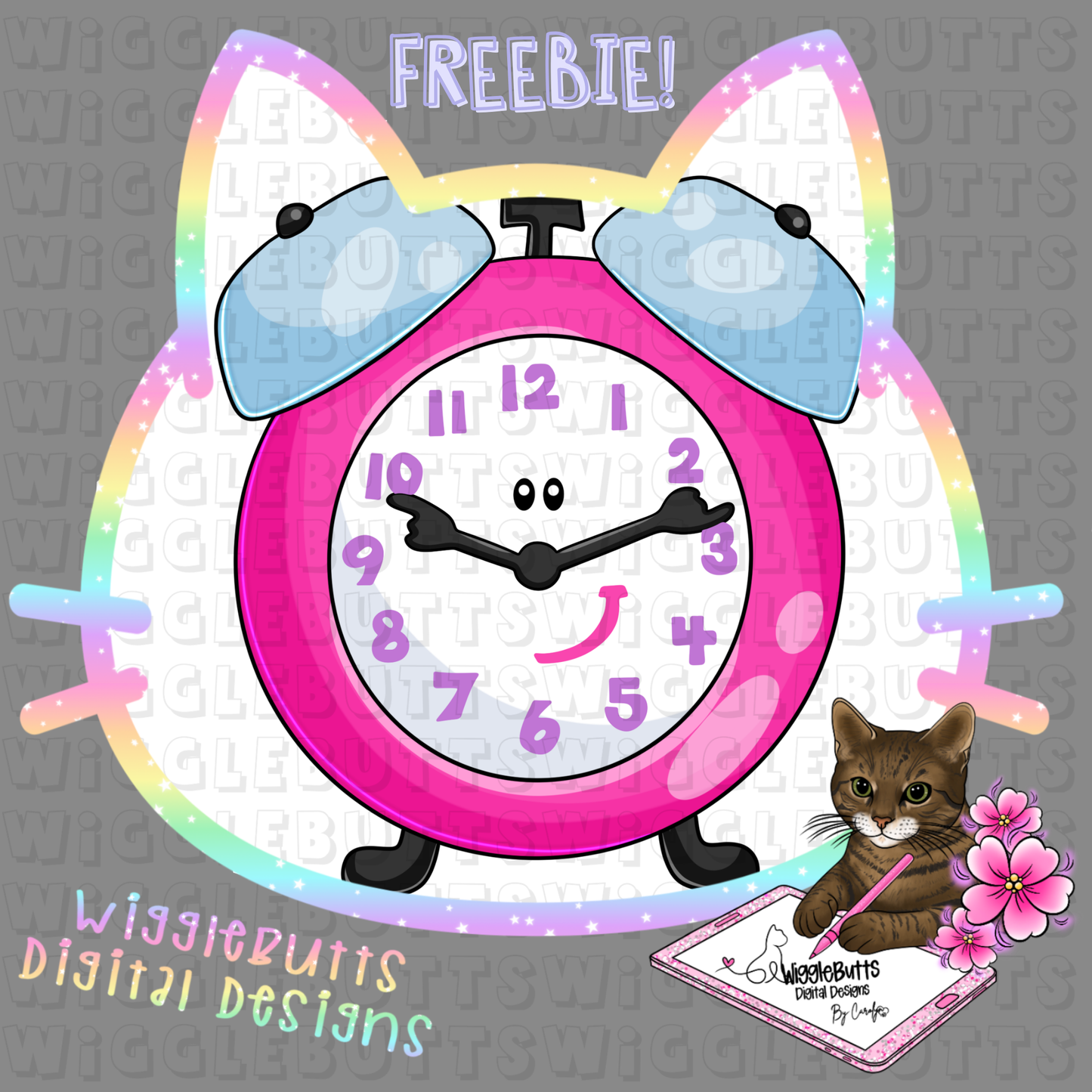 Old School Blue Dog Clock ClipArt Piece