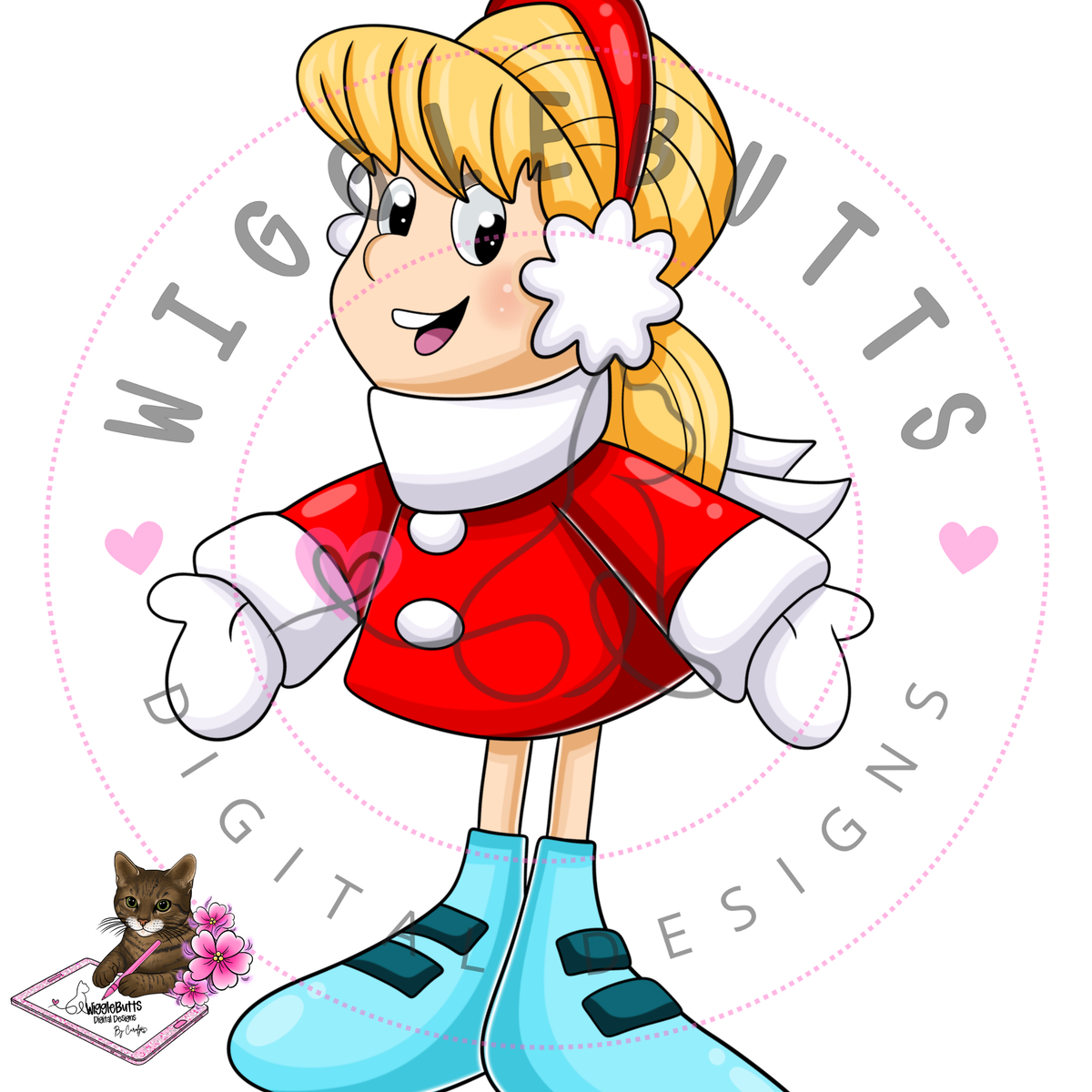 Christmas Snowman Winter Little Girl ClipArt Piece