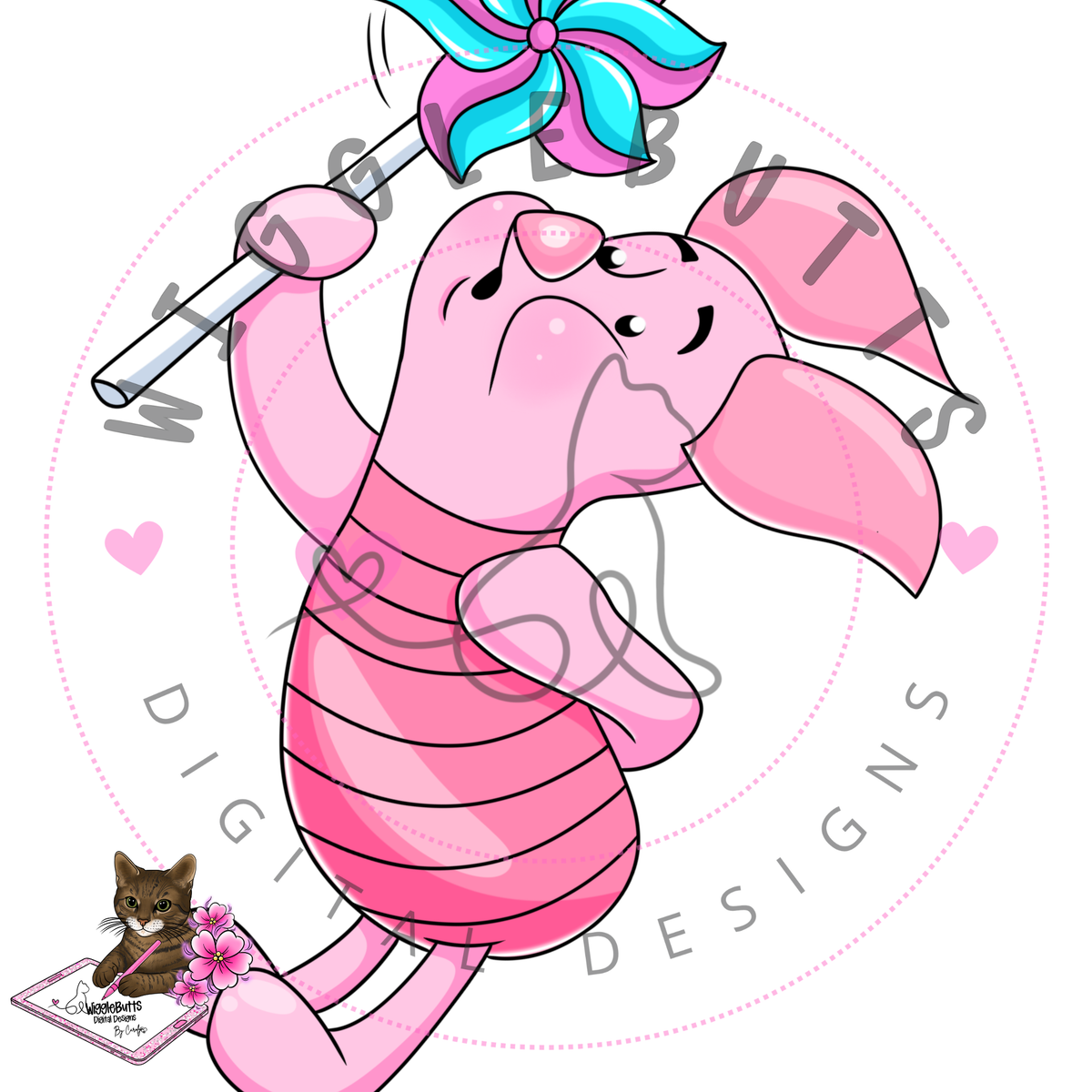Honey Bear and Friends Cute Pig ClipArt Piece