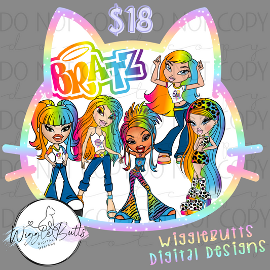 Bratty Girls 90s Rainbow Style ClipArt Bundle
