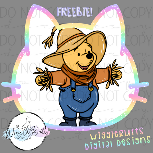 Honey Bear Fall Scarecrow ClipArt Piece