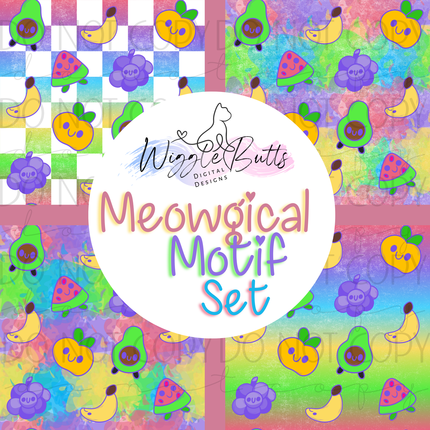 Blue Dog Puppies Yum! Grapes! Meowgical Motif Set