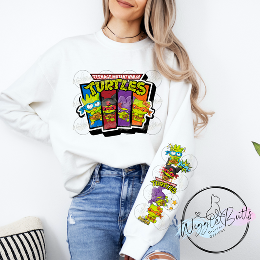 Turtles Kitty and Friends PNG Design and Matching PNG Sleeve Design