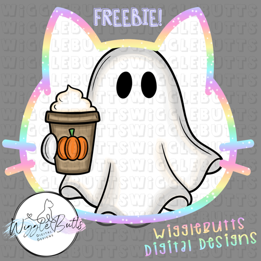 Fall Halloween Ghost coffee latte ClipArt Piece