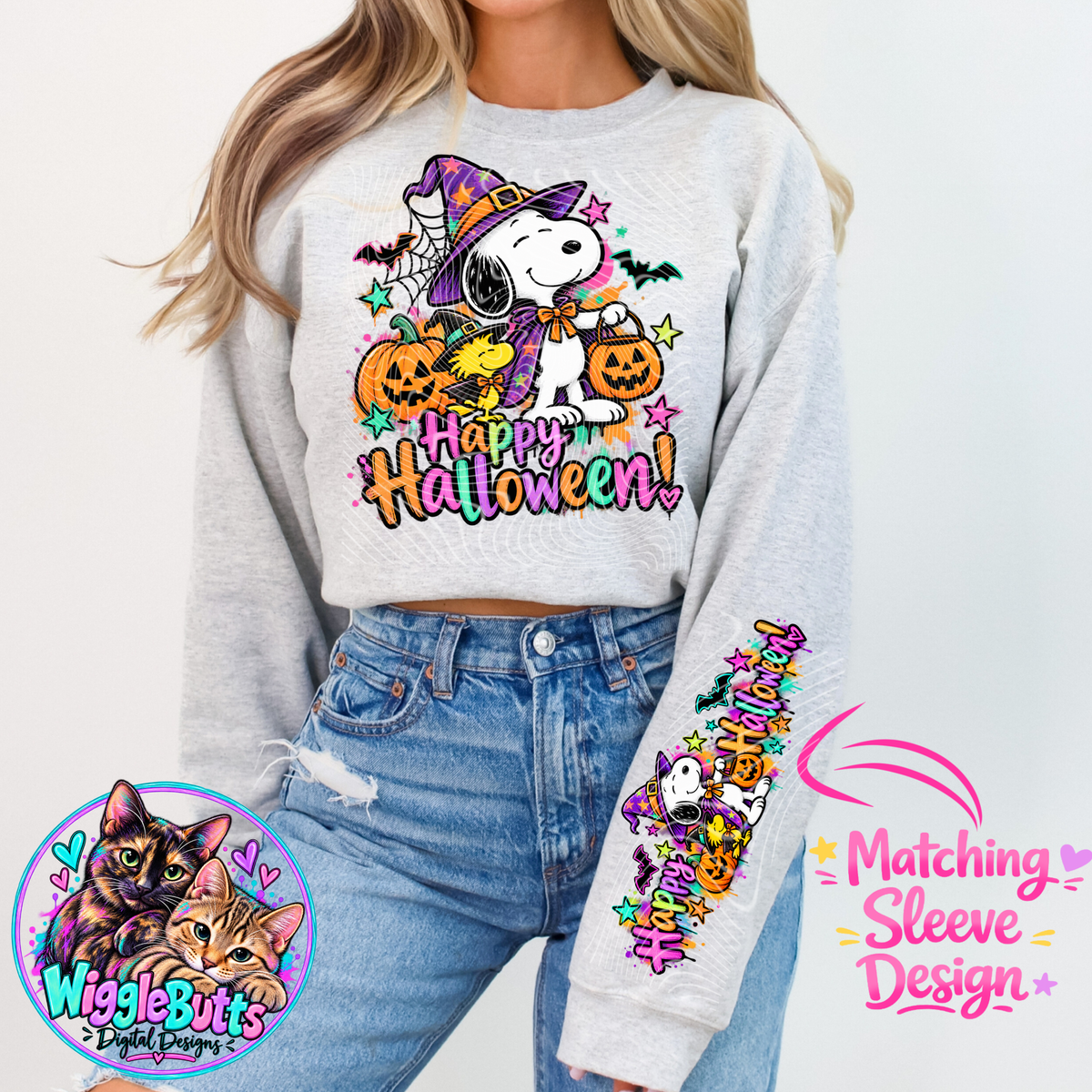 Retro Peanut Kids Halloween PNG Design and Matching PNG Sleeve Design