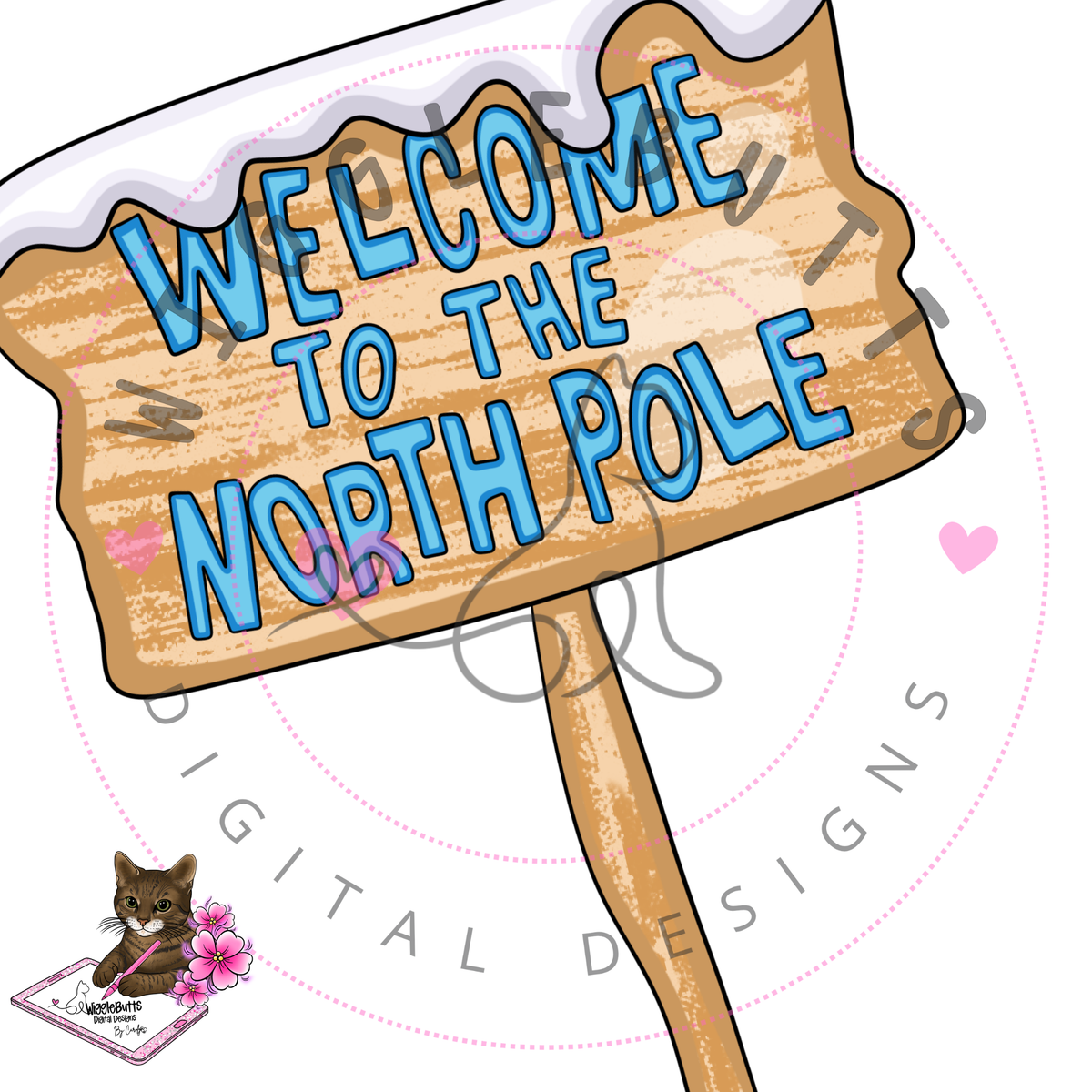 Christmas Snowman Winter North Pole Sign ClipArt Piece