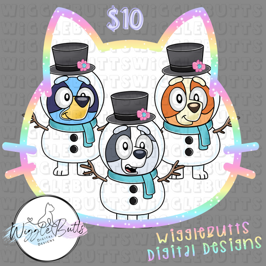 Blue Dog Puppies Christmas Snowman ClipArt Bundle