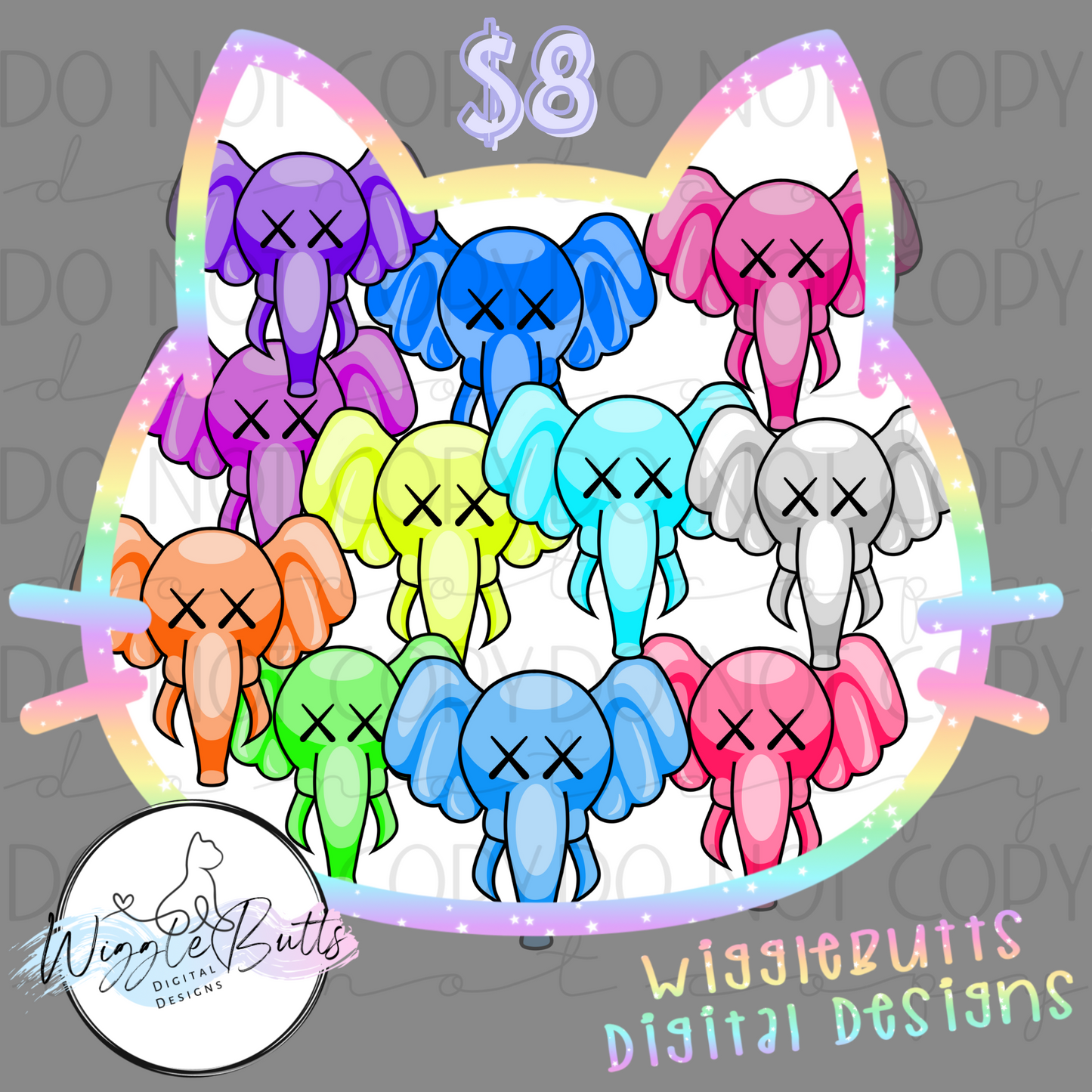 X Eyes Elephants ClipArt Bundle