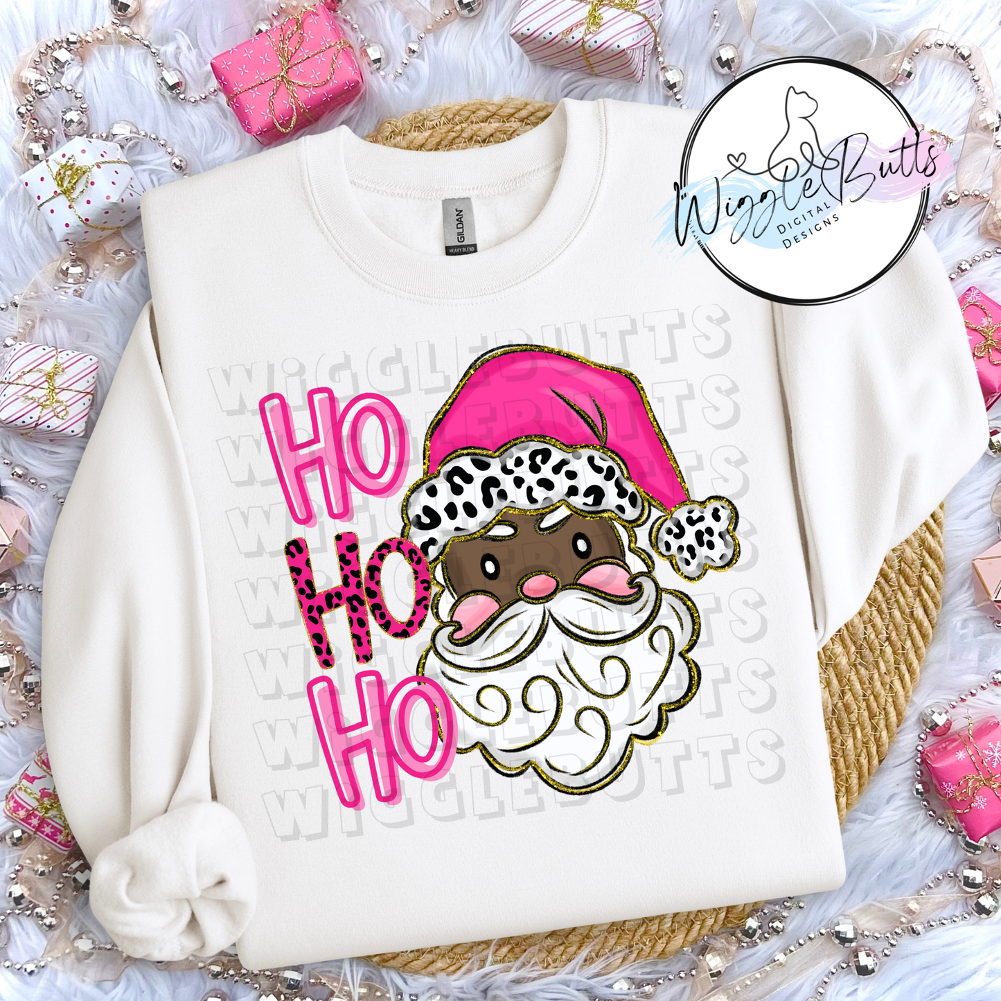 Painted Paint Stroke Santas Colorful Christmas Ho Ho Ho PNG Designs Bundle