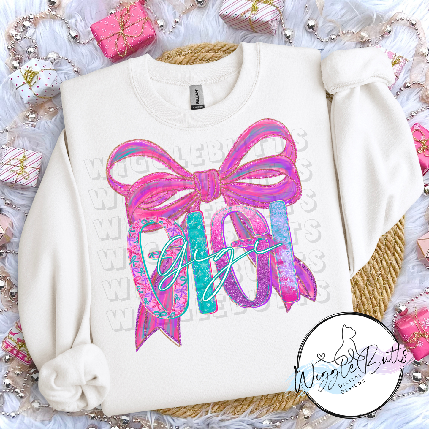 Colorful Painted Gigi Bow PNG Design