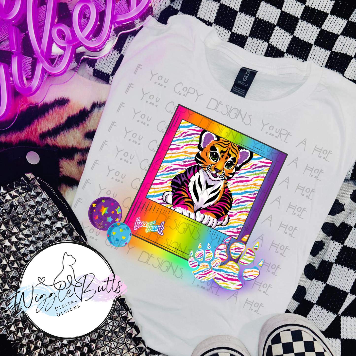 90s Rainbow Style Tiger PNG Design