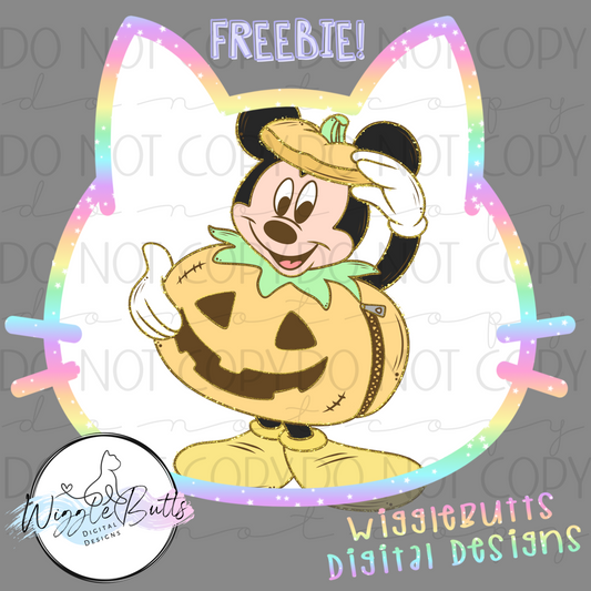 Mouse and Friends Halloween Pumpkin ClipArt Piece