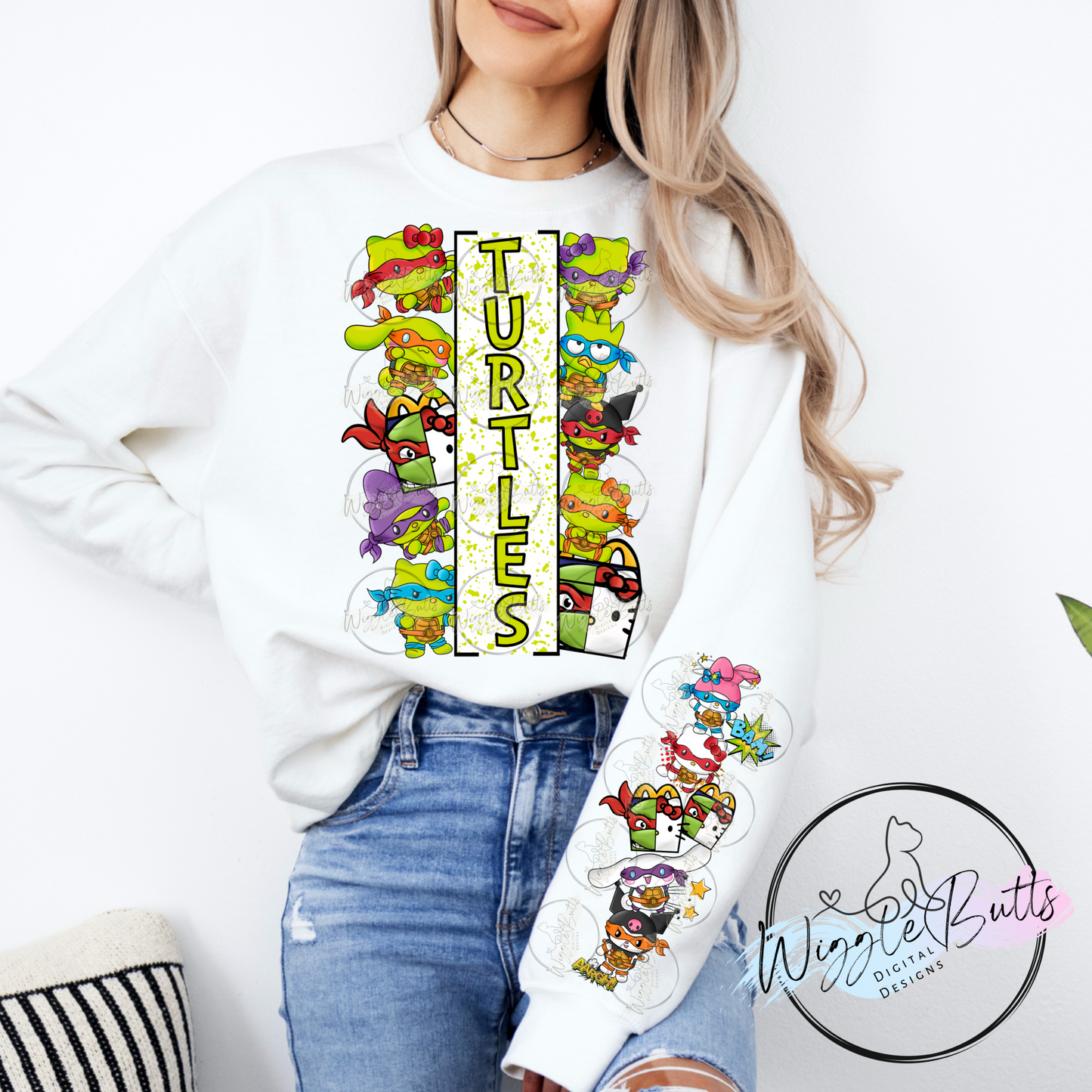 Turtles Kitty and Friends PNG Design and Matching PNG Sleeve Design4