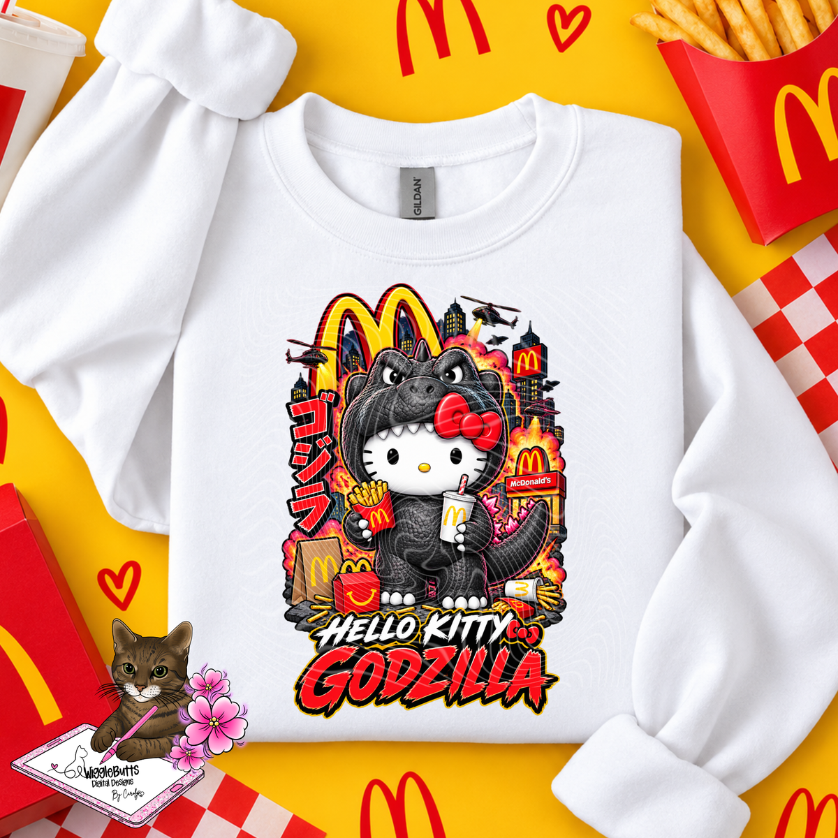 Kitty and Friends Fast Food PNG Design
