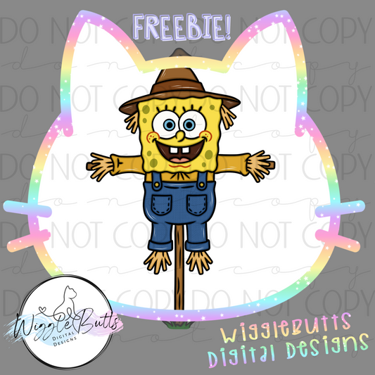 Yellow Sponge Fall Scarecrow ClipArt Piece