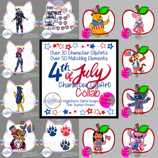 WBDD and TTC Fourth of July Character ClipArt Collab 5/2/25